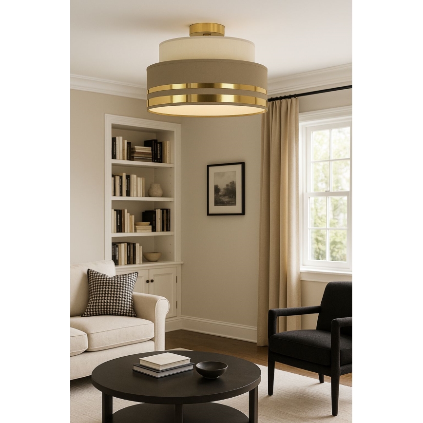 Plafondlamp TAMI 1xE27/60W/230V beige/bruin/goud
