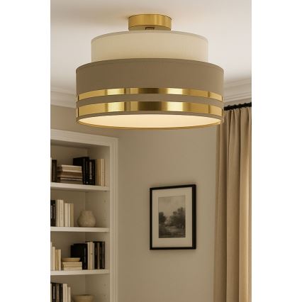 Plafondlamp TAMI 1xE27/60W/230V beige/bruin/goud