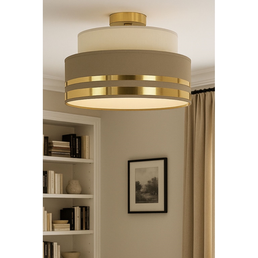Plafondlamp TAMI 1xE27/60W/230V beige/bruin/goud