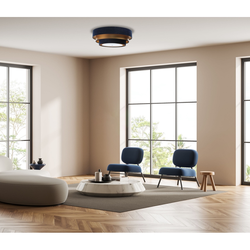 Plafondlamp TRINITI 2xE27/60W/230V blauw/goud