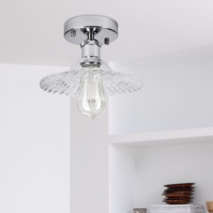 Plafondlamp TRISH 1xE27/15W/230V glanzend chroom/helder