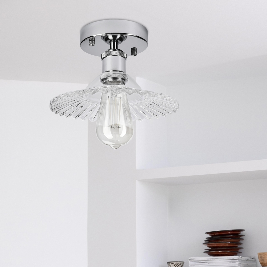 Plafondlamp TRISH 1xE27/15W/230V glanzend chroom/helder