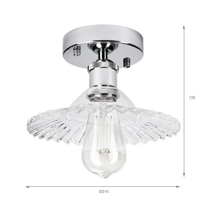 Plafondlamp TRISH 1xE27/15W/230V glanzend chroom/helder