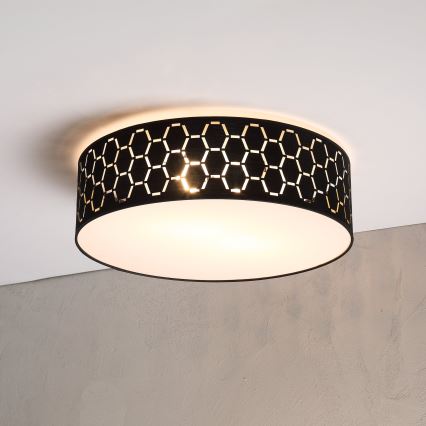 Plafondlamp ULLE 2xE27/15W/230V Ø 45 cm zwart