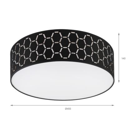 Plafondlamp ULLE 2xE27/15W/230V Ø 45 cm zwart