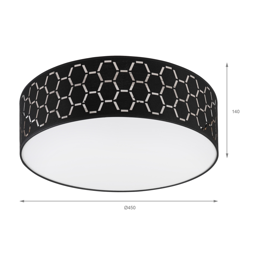 Plafondlamp ULLE 2xE27/15W/230V Ø 45 cm zwart