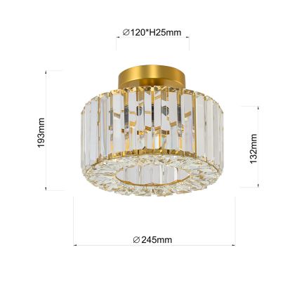 Plafondlamp VETRO 1xE27/15W/230V Ø 24,5 cm goud