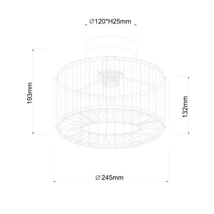 Plafondlamp VETRO 1xE27/15W/230V Ø 24,5 cm goud