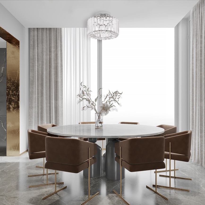 Plafondlamp VETRO 1xE27/15W/230V Ø 24,5 cm mat chroom