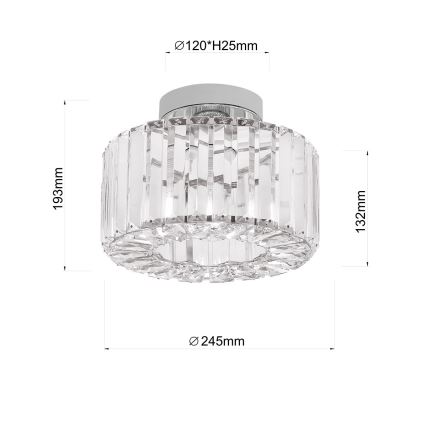 Plafondlamp VETRO 1xE27/15W/230V Ø 24,5 cm mat chroom
