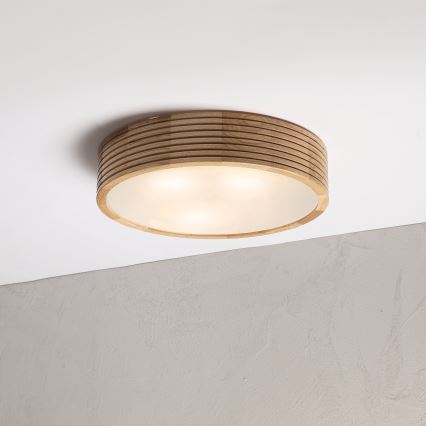 Plafondlamp voor badkamer LINARO 3xE27/15W/230V IP54 eiken Ø 37 cm