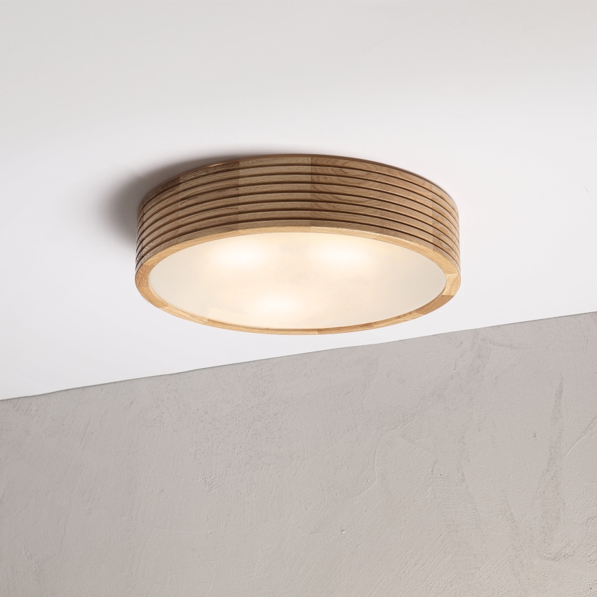Plafondlamp voor badkamer LINARO 3xE27/15W/230V IP54 eiken Ø 37 cm