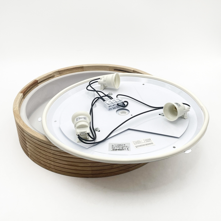Plafondlamp voor badkamer LINARO 3xE27/15W/230V IP54 eiken Ø 37 cm