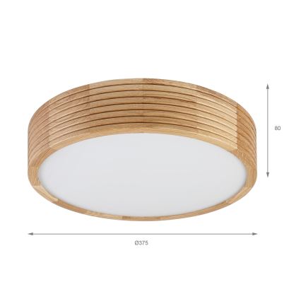 Plafondlamp voor badkamer LINARO 3xE27/15W/230V IP54 eiken Ø 37 cm