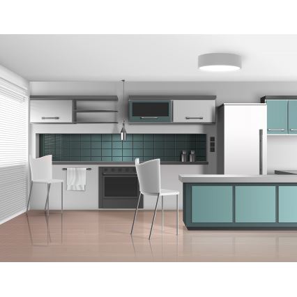 Plafondlamp voor badkamer met sensor CLEO 2xE27/24W/230V Ø 30 cm grijs IP54