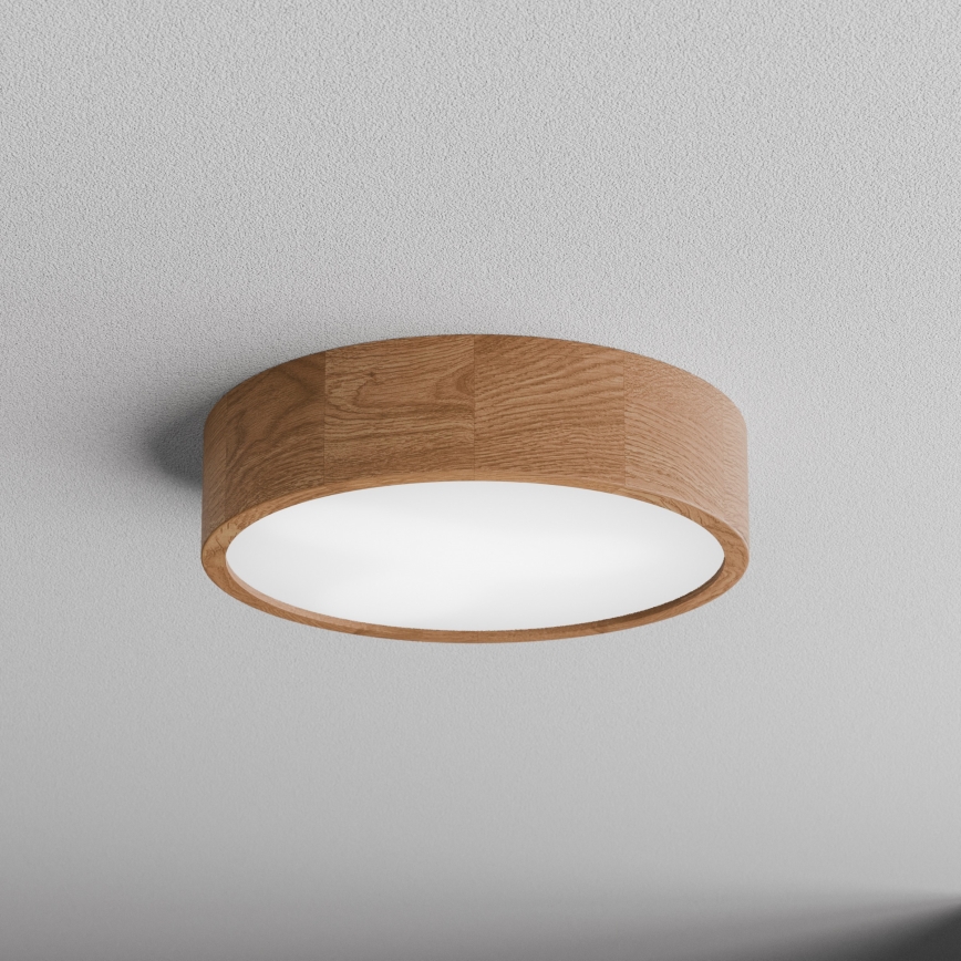 Plafondlamp voor badkamer met sensor CLEO 3xE27/24W/230V Ø 37,5 cm IP54 eiken