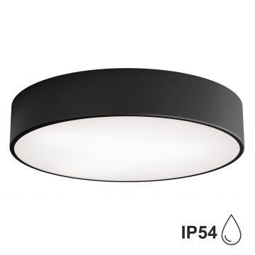 Plafondlamp voor badkamer met sensor CLEO 3xE27/24W/230V Ø 40 cm zwart IP54