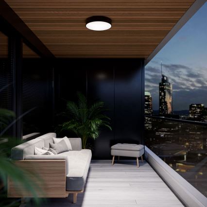 Plafondlamp voor badkamer met sensor CLEO 3xE27/24W/230V Ø 40 cm zwart IP54
