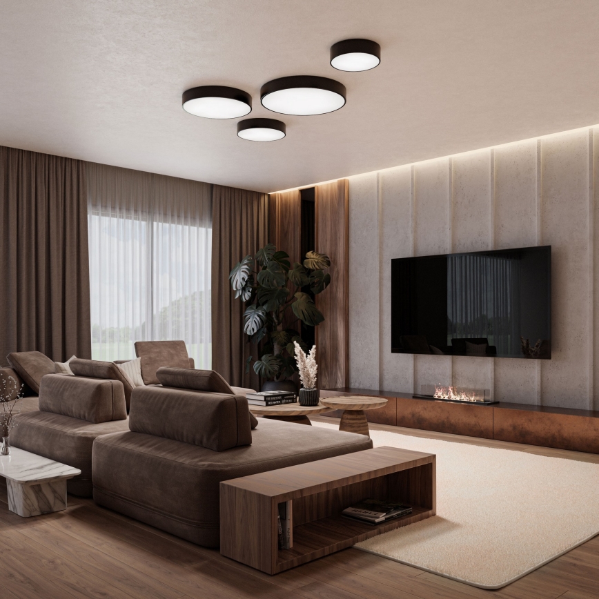 Plafondlamp voor badkamer met sensor CLEO 3xE27/24W/230V Ø 40 cm zwart IP54