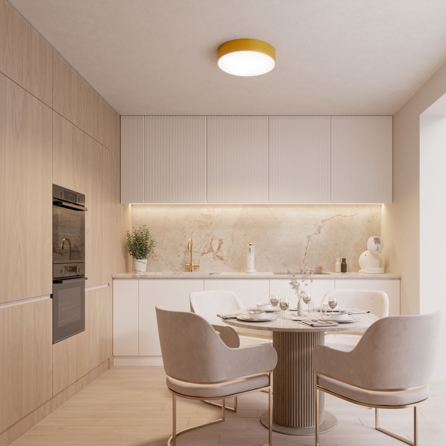 Plafondlamp voor badkamer met sensor CLEO 4xE27/24W/230V Ø 50 cm IP54, goudkleurig