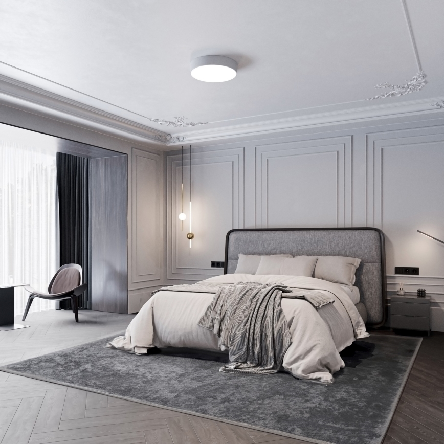 Plafondlamp voor badkamer met sensor CLEO 4xE27/24W/230V Ø 50 cm IP54 grijs