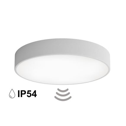 Plafondlamp voor badkamer met sensor CLEO 4xE27/24W/230V Ø 50 cm IP54 grijs