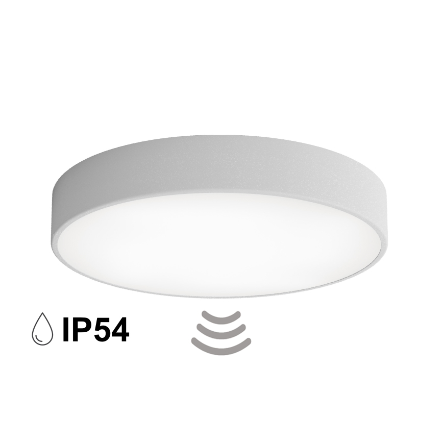 Plafondlamp voor badkamer met sensor CLEO 4xE27/24W/230V Ø 50 cm IP54 grijs