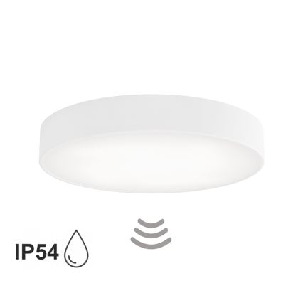 Plafondlamp voor badkamer met sensor CLEO 4xE27/24W/230V Ø 50 cm IP54 wit