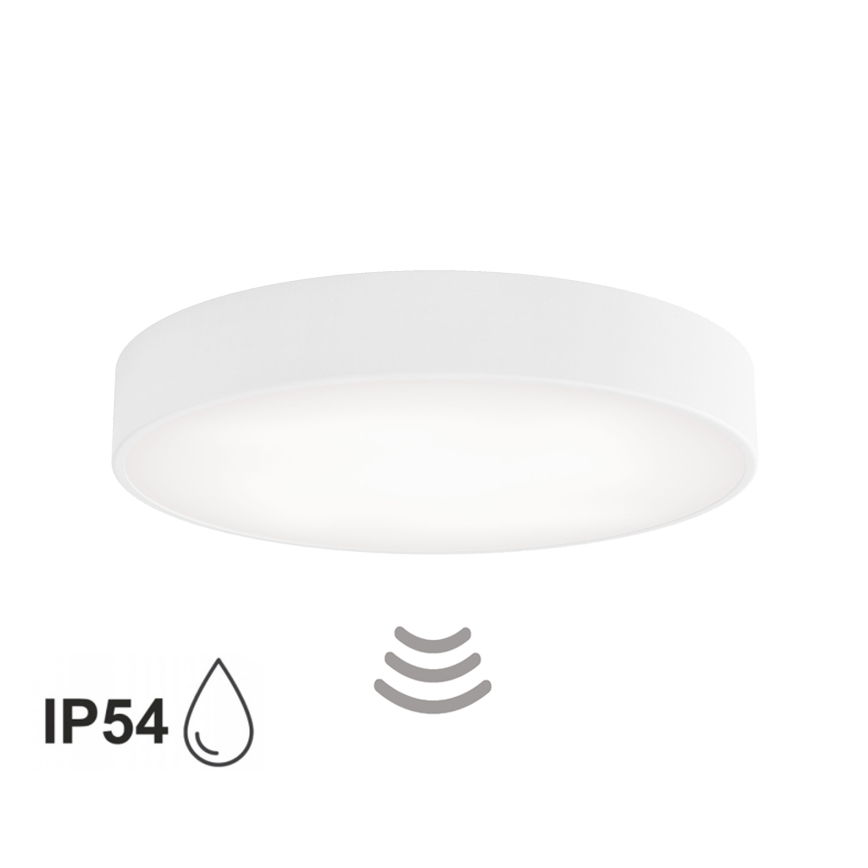 Plafondlamp voor badkamer met sensor CLEO 4xE27/24W/230V Ø 50 cm IP54 wit