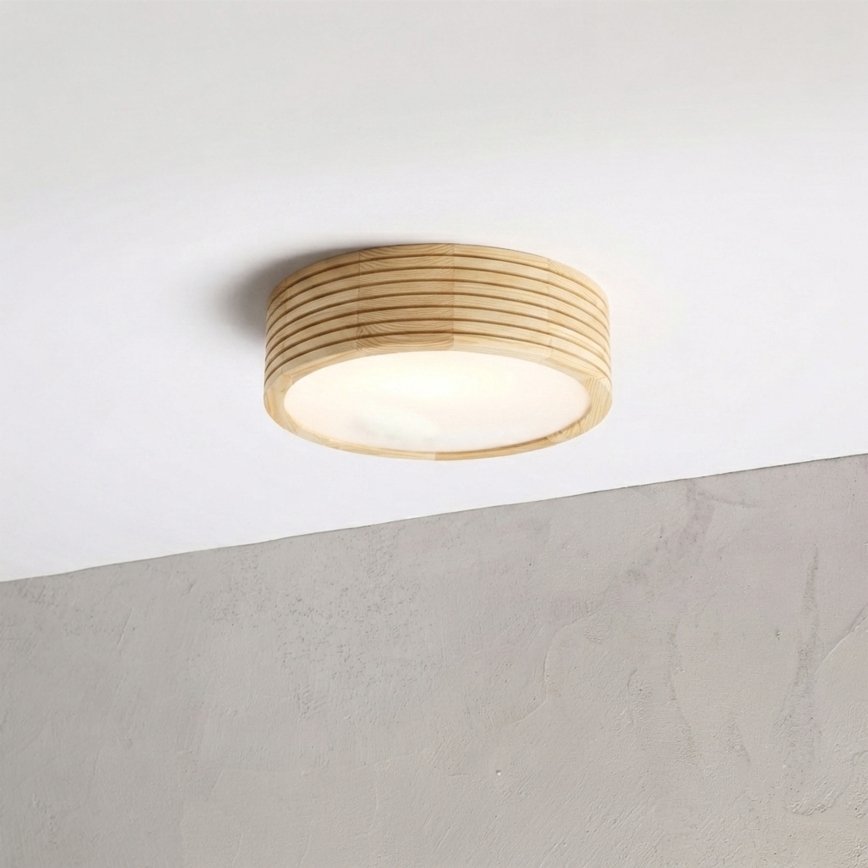 Plafondlamp voor de badkamer NATURAL MODERN 2xE27/15W/230V IP54 Ø 27,5 cm dennenhout