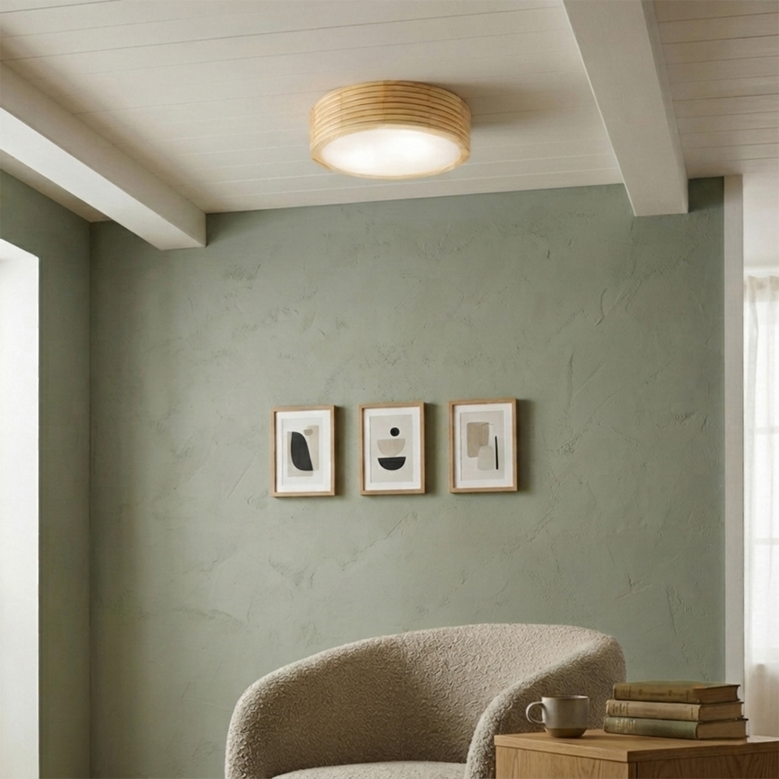 Plafondlamp voor de badkamer NATURAL MODERN 2xE27/15W/230V IP54 Ø 27,5 cm dennenhout