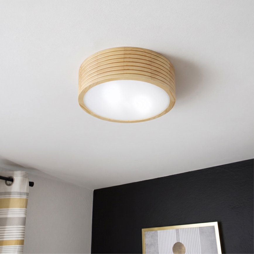 Plafondlamp voor de badkamer NATURAL MODERN 2xE27/15W/230V IP54 Ø 27,5 cm dennenhout