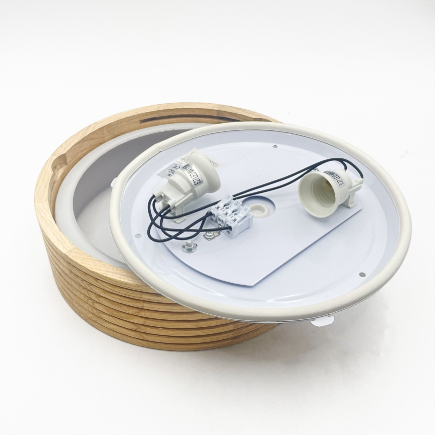 Plafondlamp voor de badkamer NATURAL MODERN 2xE27/15W/230V IP54 Ø 27,5 cm dennenhout
