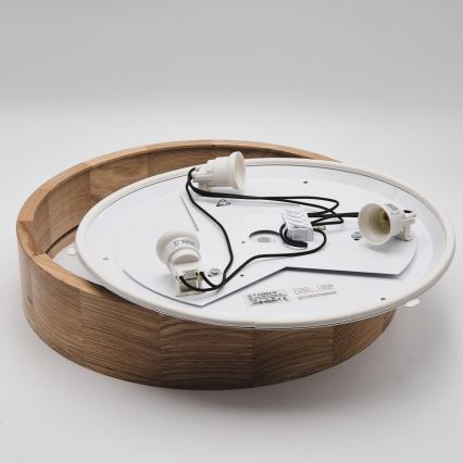 Plafondlamp voor badkamer OAK 3xE27/15W/230V eiken Ø 37 cm IP54