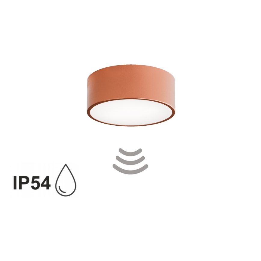 Plafondlamp voor de badkamer met sensor CLEO 1xE27/24W/230V Ø 20 cm IP54 koperkleurig