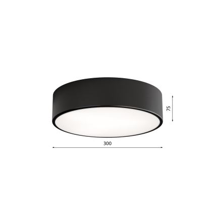 Plafondlamp voor de badkamer met sensor CLEO, 2xE27/24W/230V, Ø 30 cm, zwart, IP54