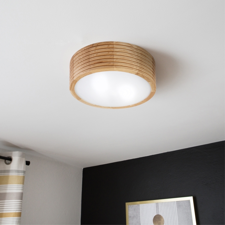 Plafondlamp voor de badkamer OAK 2xE27/15W/230V IP54 eiken Ø 27 cm