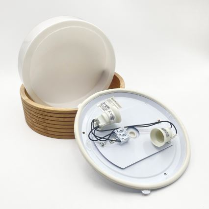 Plafondlamp voor de badkamer OAK 2xE27/15W/230V IP54 eiken Ø 27 cm