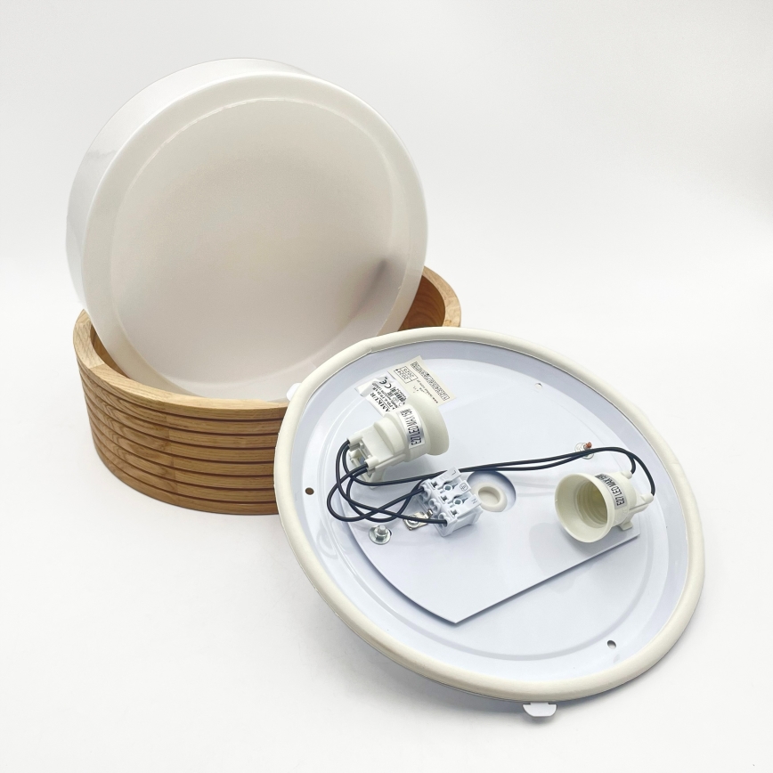 Plafondlamp voor de badkamer OAK 2xE27/15W/230V IP54 eiken Ø 27 cm
