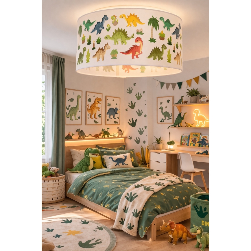 Plafondlamp voor kinderkamer KIDS ROOM 1xE27/60W/230V Ø 40 cm dinosaurus