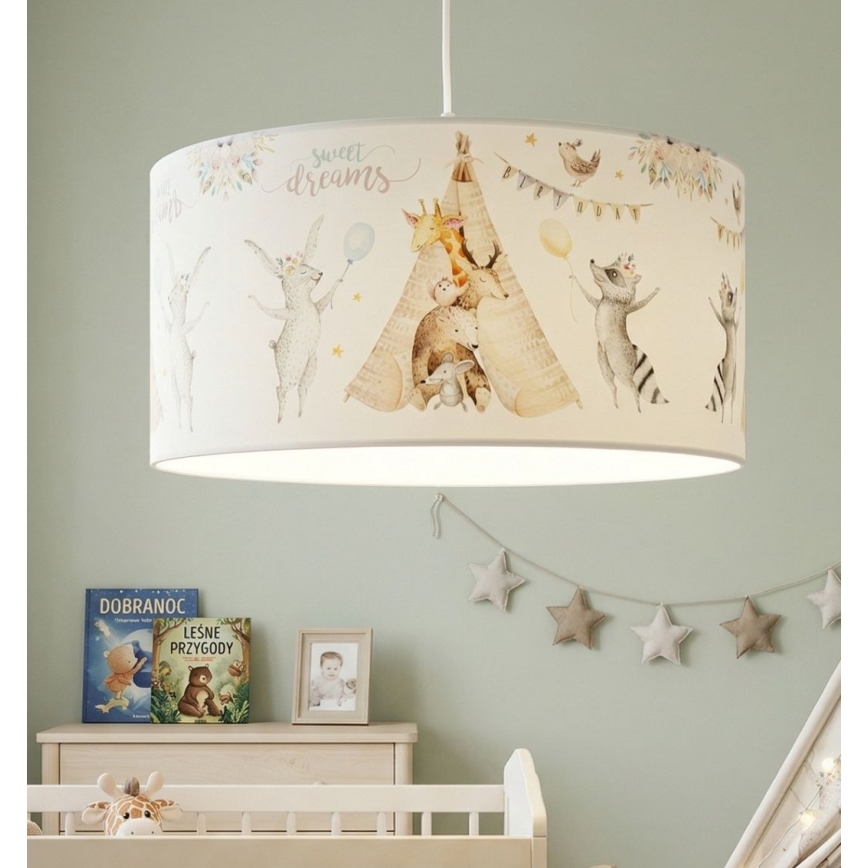 Plafondlamp voor kinderkamer KIDS ROOM 1xE27/60W/230V Ø 40 cm, met dierenmotief