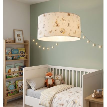 Plafondlamp voor kinderkamer KIDS ROOM 1xE27/60W/230V Ø 40 cm, met dierenmotief