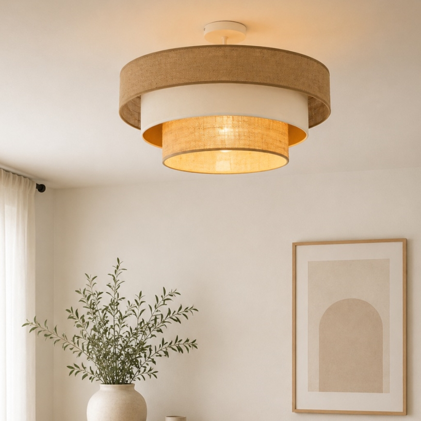 Plafondlamp WENTA 1xE27/60W/230V pr. 50 cm juta/beige