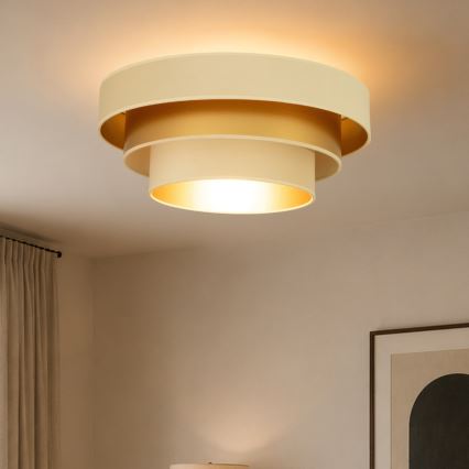 Plafondlamp WENTA 1xE27/60W/230V Ø 50 cm beige/goud