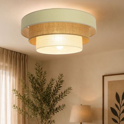 Plafondlamp WENTA 1xE27/60W/230V Ø 50 cm beige/jute