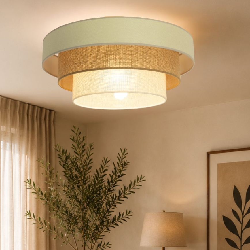 Plafondlamp WENTA 1xE27/60W/230V Ø 50 cm beige/jute
