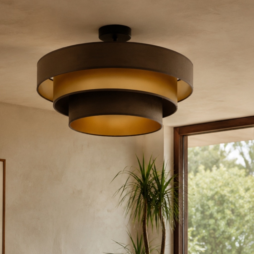 Plafondlamp WENTA 1xE27/60W/230V Ø 50 cm bruin/goud