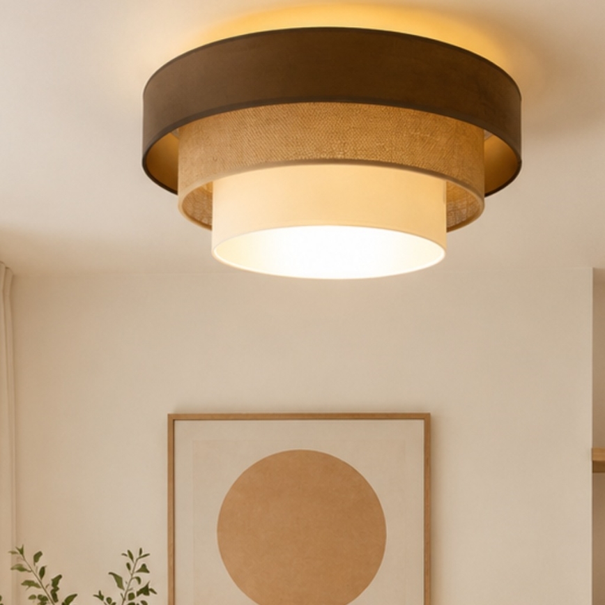 Plafondlamp WENTA 1xE27/60W/230V Ø 50 cm bruin/jute/beige
