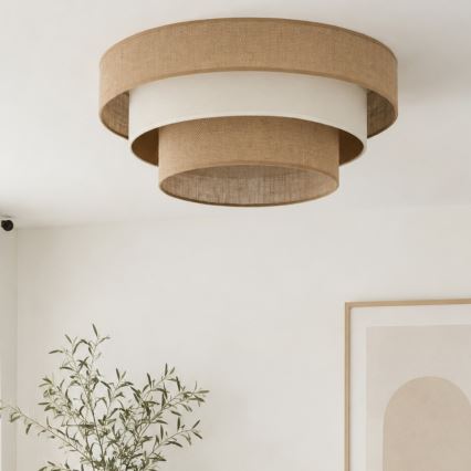 Plafondlamp WENTA 1xE27/60W/230V, Ø 50 cm, jute/beige