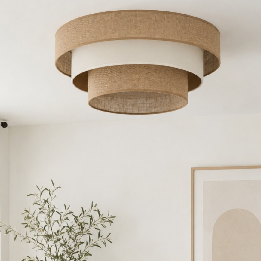 Plafondlamp WENTA 1xE27/60W/230V, Ø 50 cm, jute/beige